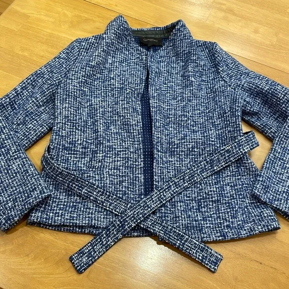 Banana Republic Blue and White Tweed Jacket Size 10 - Picture 1 of 16